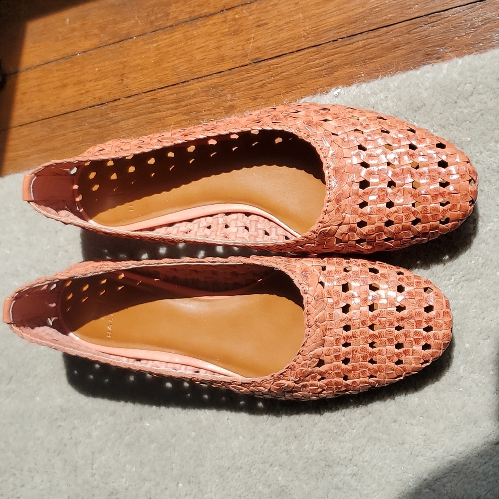 Halston Leather Woven Flats